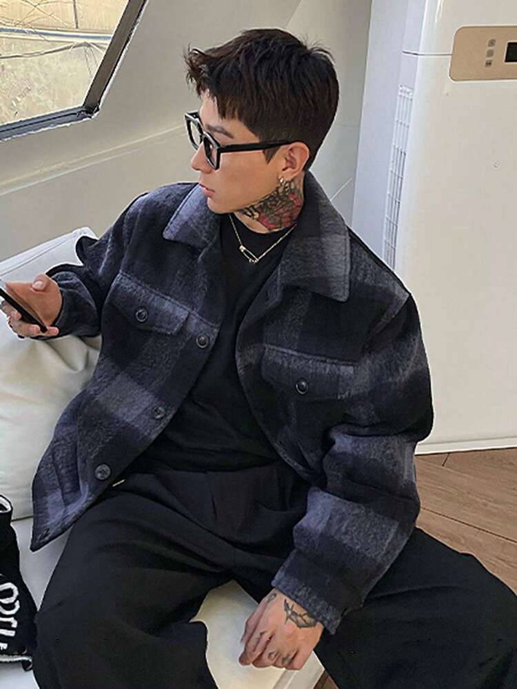 Men's Solid Color Woolen Sweatshirt, Autumn