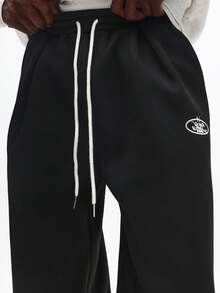 SUMWON Wide Leg Joggers With Drawstring And Extra Volume For Relaxed Comfort Winter Sweatpants Plain - Black - View 6