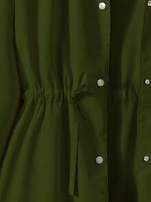 SHEIN Teen Girl Casual Commuter Single-Breasted Hooded Drawstring Waist Jacket