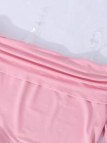 Teen Girl Off Shoulder Ruched Waist Dress, French Bow Decor Flare Sleeve Dress - Pink - View 7