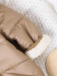 Bộ đồ liền thân có mũ trùm đầu lót nhiệt màu đen dễ thương cho bé trai/bé gái sơ sinh, thích hợp cho hoạt động ngoài trời mùa thu/đông, trượt tuyết - màu nâu - Xem 4