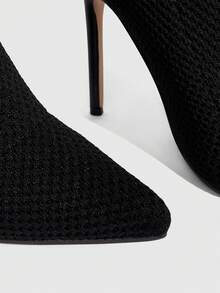 CUCCOO SZL Botas de tacón de aguja y punta fina con diseño slip-on hasta la pantorrilla, de estilo sexy y de moda - Negro - Ver 4