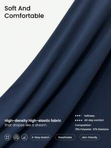 Easithlete Women's Solid Color Casual Elastic Fitted Outdoor Leggings - Navy Blue - View 5