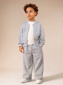 SUMWON Boys Full Zip Hoodie And Centre Pocket Casual Wear Sweatshirt - Grey - View 4