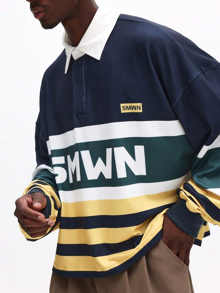 Color Block Rugby Polo With Logo