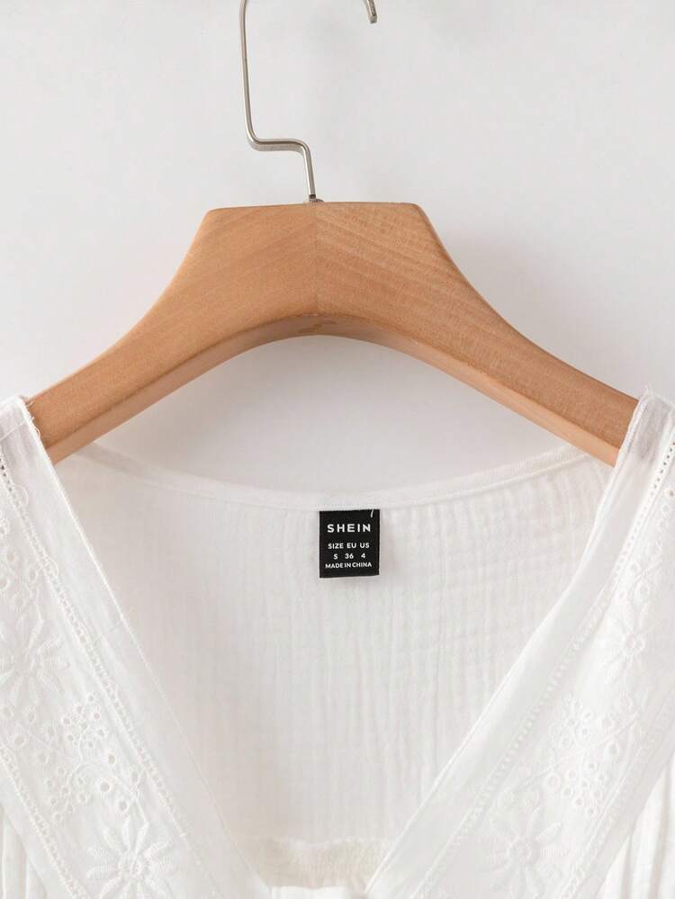 Chemise à manches lanternes de couleur unie polyvalente et décontractée pour femmes