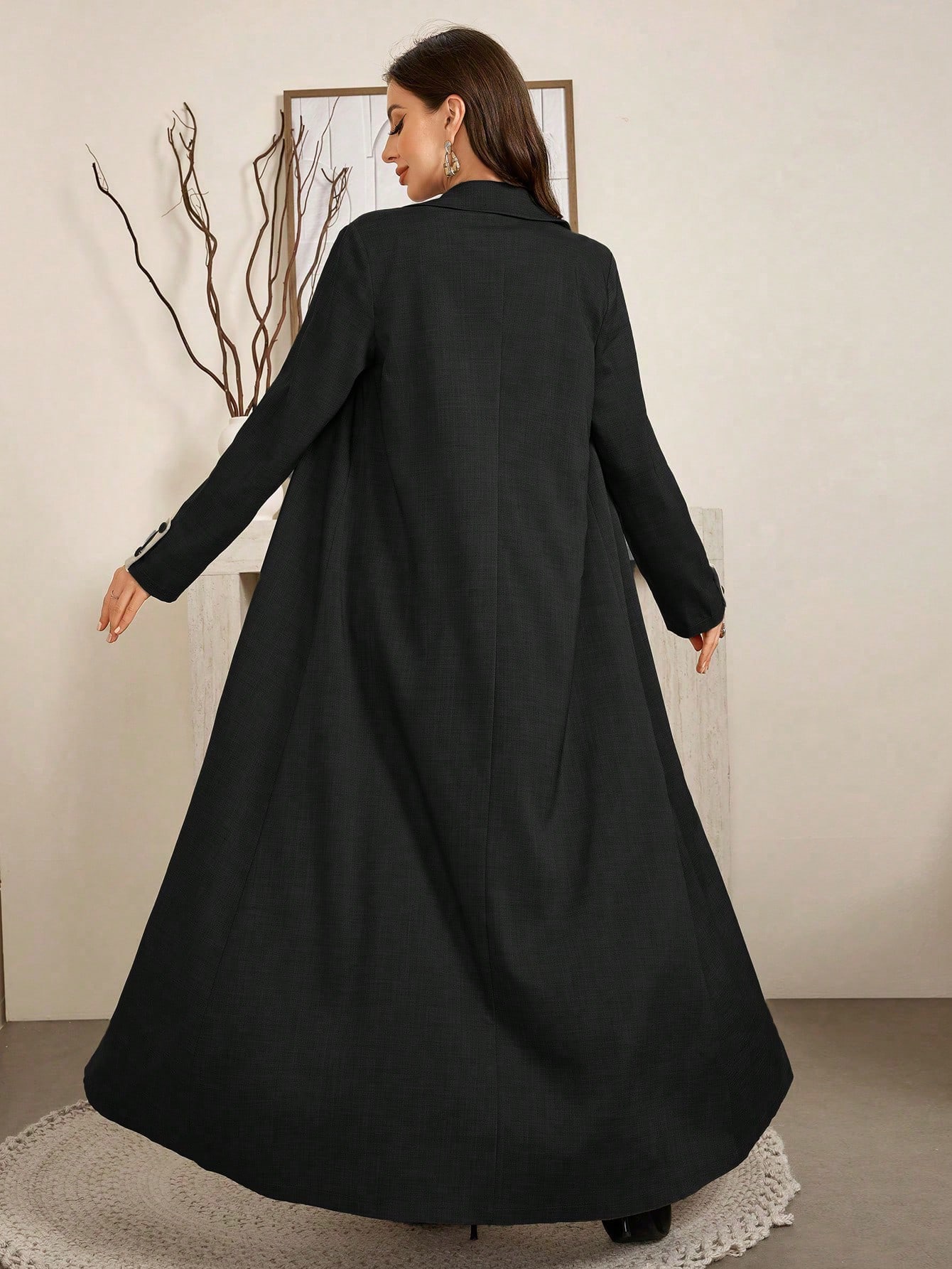 Al Najma عبايات معطف طويل أنيق للنساء بلون متباين...