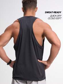 Men's Casual Versatile Solid Color Tank Top ARC-1076-BLK