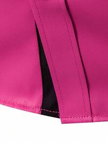 Manfinity Mode Men Color Block Front Button Long Sleeve Pocket Casual Shirt, Pink Men Shirt, Pink And Black Shirt Men, For Fall - Hot Pink - View 5