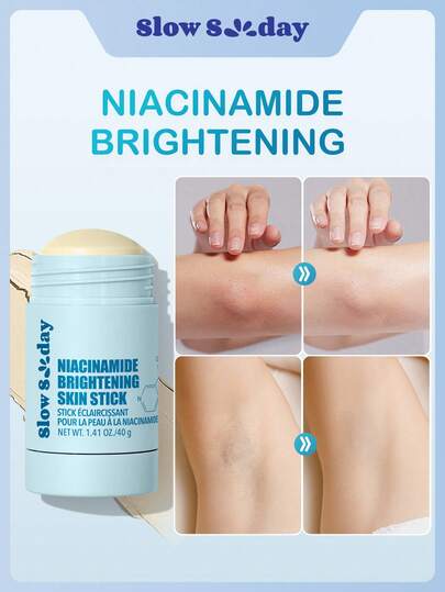 SlowSunday Niacinamide Brightening Skin Stick, With Vitamin C, Vitamin E & Niacinamide, Improve Dullness, Brightening, Even Skin Tone, For The Underarms, Knees, Elbows & Bikini Line, Suitable For Summer & Autumn, Y2K, Ideal For Party, Halloween