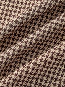 SHEIN MOD 格子A字迷你裙，节日派对女裙，新年，假日，棕色裙子 - 棕色 - 查看 4