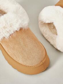 Cuccoo 女士时尚保暖羊毛雪地靴2024秋冬新款防滑厚底潮流靴子秋季新年假期 - 棕色 - 查看 4