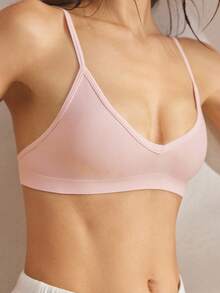 Ocili Seamless Ribbed Elastic Wireless Bra For Women - Pink - View 7