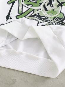 2 件/套时尚白色连帽衫搭配橄榄绿色裤子，适合青少年男孩的时尚服装，连帽衫采用绿色定位印花，面料柔软舒适，适合春秋季穿着，适合上学、郊游等。 - 軍綠色 - 查看 8