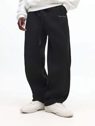  SUMWON 男士直筒运动裤 舒适休闲家居裤 冬季日常穿着 纯色