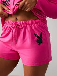 Missguided x Playboy Christmas Button Front Pajama Set With Logo - Pink - View 5