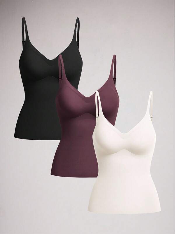 SuitURBody 3pcs Women's Camisole Tops With Removable Padded Bra