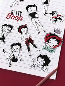 Betty Boop x SHEIN Bộ sticker hoạt hình dễ thương, sticker trang trí, bộ decal phù hợp cho ốp điện thoại, laptop, album thủ công tự làm, sổ tay Bullet Journal, sổ lưu niệm, ý tưởng quà tặng, tiệc tùng, ngày lễ, Ngày Valentine. - Nhiều màu - Xem 4