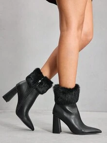 CUCCOO SZL Women's Versatile Sexy European And American Style High Heel Ankle Boots - Black - View 3