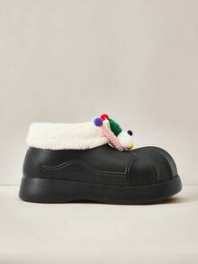 Cuccoo Botas Quentes e Fofas de Sola Grossa, Sapatos Acolchoados Super Leves para Mulheres, Oversized para a Vibe de Natal e Ano Novo, Outono e Inverno - Preto - Visão 2