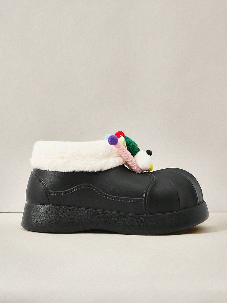 Warm Cute Thick Bottom Boots, Super Light Weight Padded Shoes For Women, Oversized For Christmas And New Year Holiday Vibe Fall And Winter