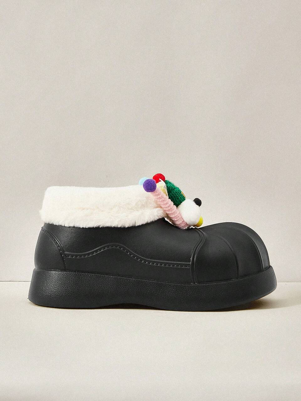 Warm Cute Thick Bottom Boots, Super Light Weight Padded Shoes For Women, Oversized For Christmas And New Year Holiday Vibe Fall And Winter