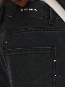 SUMWON Painted Baggy Wide Leg Denim Jeans With Paint Splatter Details For Streetwear Style