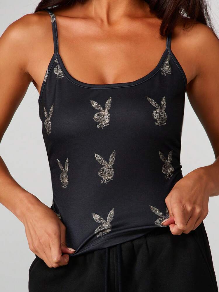 Missguided x Playboy Leopard Print Camisole Top With Adjustable Straps For Casual Summer Occasions