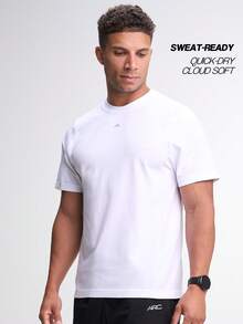 Áo thun nam cổ tròn in họa tiết hình học, nhanh khô, thường ngày - trắng - Xem 3