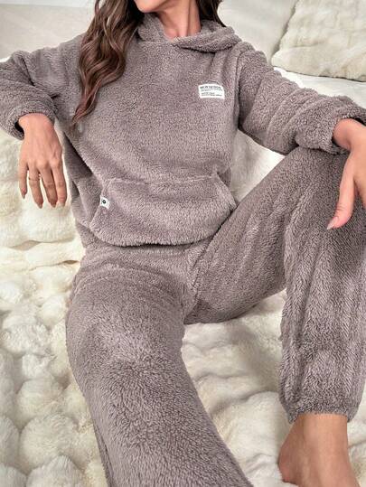 Pocket Loose Fit Hoodie Pants Pajama Clothes Set Schattige Lounge Cozy Sets Women Comfy Set, Fluffy view 6