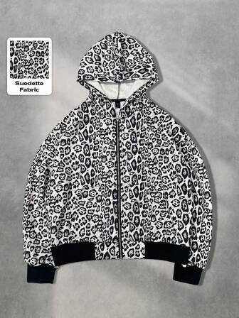 Street Life Felpa da uomo stile retrò con stampa leopardata, modello oversize e corto