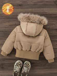 女童黑色连帽加厚高腰罗纹修身时尚羽绒服，秋冬季休闲百搭外套