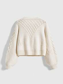 ROMWE Fairycore Suéter de punto bordado estilo francés para ir al trabajo, chaqueta de cárdigan de punto elegante y casual de estilo retro - Multicolor - Ver 2