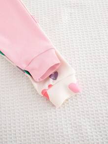 Cozy Pixies 4 件套女婴舒适睡衣套装，彩色心形印花柔软针织圆领长袖上衣和紧身裤，适合春、夏、秋、冬、情人节礼物 - 彩色 - 查看 6