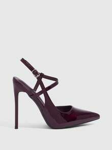 CUCCOO SZL Giày cao gót mũi nhọn vải ngọc trai màu đỏ tía thời trang gợi cảm hộp đêm tiệc sàn diễn thời trang siêu cao gót cho nữ - Bordeaux - Xem 2