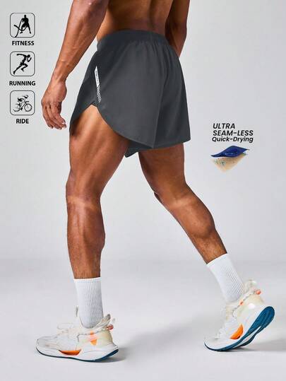 Manfinity Sport Polished Men's Drawstring Waist Lightweight Quick-Dry Sports Shorts, Suitable For Fitness, Running, Cycling Running Shorts 2 In 1 Shorts Workout Shorts Quick Dry Workout Shorts Activewear Shorts