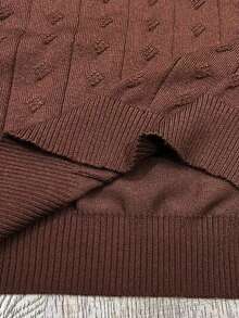 Manfinity Homme Men's Solid Color Crew Neck Long Sleeve Cable Knit Pullover Sweater, For Fall Winter Brown Sweater Men Jumper For Men - Coffee Brown - View 7