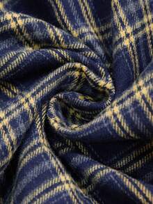 Rusticease 女式大码格子V领半开襟长袖休闲衬衫 - 藏蓝色 - 查看 6