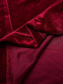 Ellevyn 女式亮片天鹅绒七分袖西装外套和直筒裤两件套，优雅适合日常穿着、派对、节日、圣诞节、秋冬 - 紅色 - 查看 15