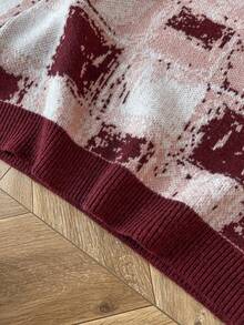 Manfinity Hypemode Men's Plaid Pattern Crew Neck Casual Long Sleeve Pullover Sweater , Fall/Winter - Multicolor - View 5