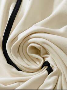 Franclia 女士优雅圆领黑色滚边长袖修身长款保暖加厚连衣裙打底衫 女士感恩节服装 抓绒连衣裙 女士秋冬打底衫 秋冬女装 - 杏色 - 查看 5