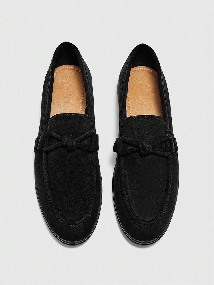 CUCCOO BIZCHIC Women's Fashion Black Suede Bow Design Comfortable Casual Loafers, Suitable For Commuting, Outdoor, Travel, Shopping, Work, And Daily Wear Spring Shoes