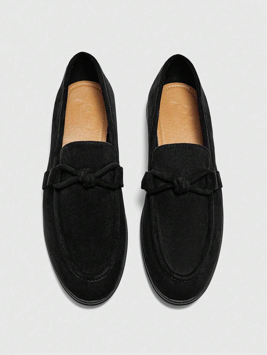 CUCCOO BIZCHIC 女士时尚黑色绒面革蝴蝶结设计舒适休闲乐福鞋，适合通勤、户外、旅行、购物、工作和日常穿着 - 黑色 - 查看 1