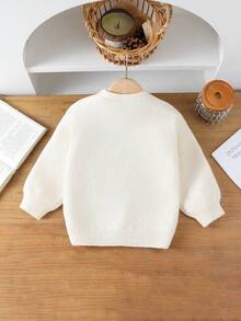 SHEIN Mädchen V-Ausschnitt Langarm gemusterter Cardigan, elegant und modisch, geeignet für den täglichen Gebrauch, Reisen, Lässig, Chic, vielseitig, passend für Herbst/Winter