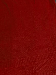 EMERY ROSE 大码女式纯色针织圆领亮片刺绣休闲优雅毛衣裙，适合圣诞节、万圣节、返校、浪漫度假、办公室穿着 - 紅色 - 查看 9