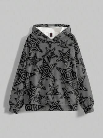 Grunge Punk Vintage Punk Star Y2K Streetwear All-Over Print Loose Fit Hoodie For Women