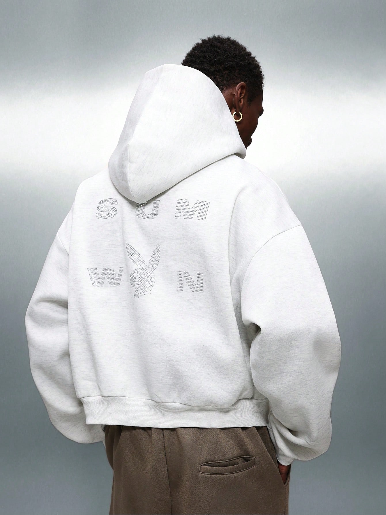 PLAYBOY X SUMWON Sweat à capuche avec logo strass et cordon de serrage