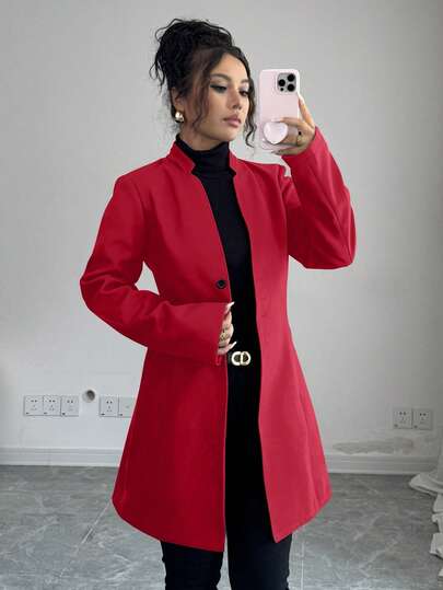 SHEIN Tall 女士休闲立领修身夹克