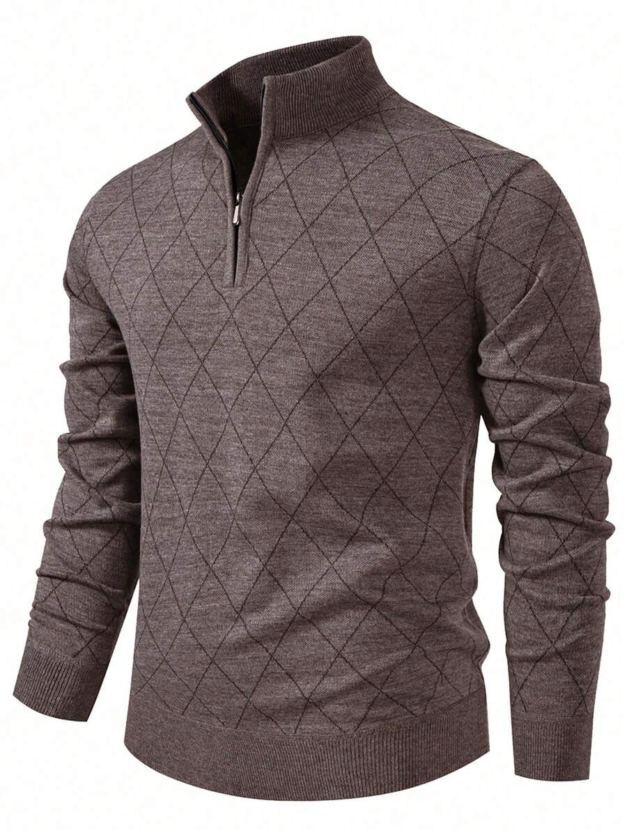Manfinity Mode Men's Lightweight Half-Zip Long Sleeve Knit Sweater, Fall/Winter