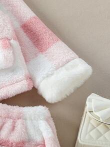 Souflis Souflis Bộ áo khoác kẻ sọc hồng và chân váy mini bồng bềnh cho bé gái, thích hợp mặc hàng ngày và dự tiệc - Hồng - Xem 7